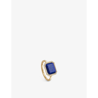 Astley Clarke Ottima 18ct Yellow Gold-plated Vermeil Sterling Silver, Lapis Lazuli And White Sapphire Ring In Yellow Gold Vermeil