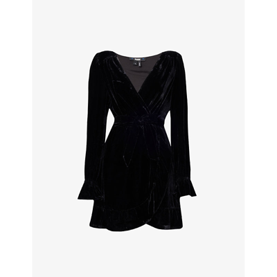 Paige Womens Black Ysabel Long-sleeved Velour Mini Dress