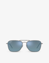 Ray Ban Womens Grey Rbr0102s Caravan Reverse Square-frame Metal Sunglasses In Grey