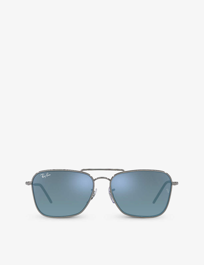 Ray Ban Womens Grey Rbr0102s Caravan Reverse Square-frame Metal Sunglasses In Multi