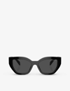 Prada Womens Black Pr A09s Butterfly-frame Acetate Sunglasses In Black