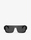 Prada Womens Black Pr A05s Rectangle-frame Acetate Sunglasses In Black