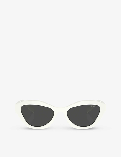 Prada Womens White Pr A02s Butterfly-shape Acetate Sunglasses