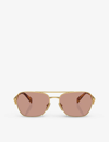 Prada Womens Gold Pr A50s Aviator-frame Metal Sunglasses In Gold