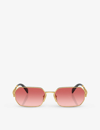 Prada Womens Gold Pr A51s Irregular-frame Metal Sunglasses In Gold