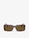 Prada Mens Purple Pr A07s Pillow-frame Tortoiseshell Acetate Sunglasses In Purple