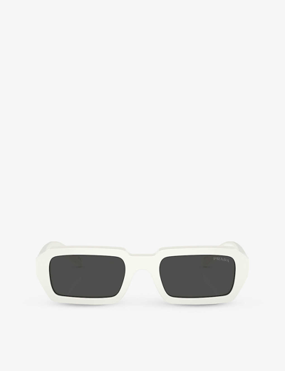 Prada Mens White Pr A12s Irregular-frame Acetate Sunglasses