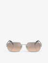 Prada Metal Rectangular Sunglasses In Silver