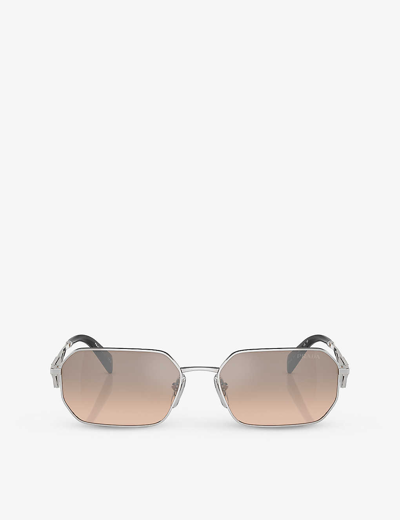 Prada Womens Silver Pr A51s Irregular-frame Metal Sunglasses