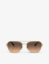 Prada Womens Gold Pr A50s Aviator-frame Tortoiseshell Metal Sunglasses In Gold