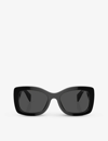 Prada Womens Black Pr A08s Oval-frame Acetate Sunglasses In Black
