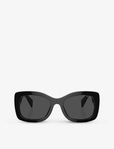 Prada Womens Black Pr A08s Oval-frame Acetate Sunglasses