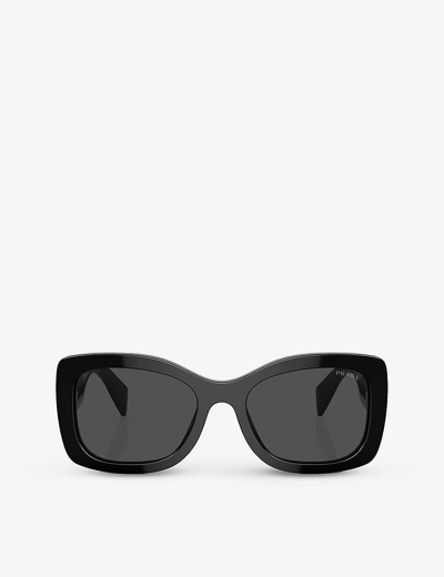 PRADA WOMENS BLACK PR A08S OVAL-FRAME ACETATE SUNGLASSES
