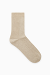 Cos Ribbed Lurex Socks In Beige