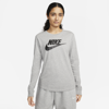 Nike Women's  Sportswear Essentials Long-sleeve Logo T-shirt In Grey