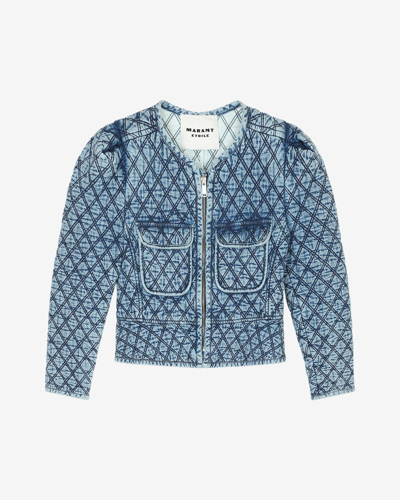 Marant Etoile Deliona Cotton Denim Jacket In Light Blue