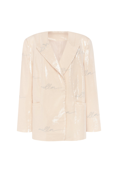 Milla Sparkling Beige Blazer With 's Signature, Xo Xo