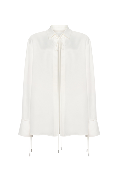 Milla Front-tie Satin Blouse In White, Xo Xo