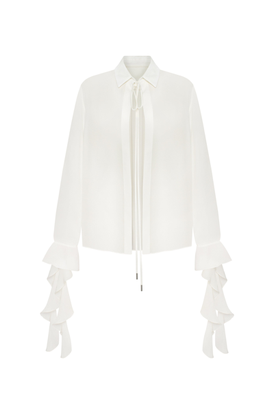 Milla Ruffled Blouse In White, Xo Xo