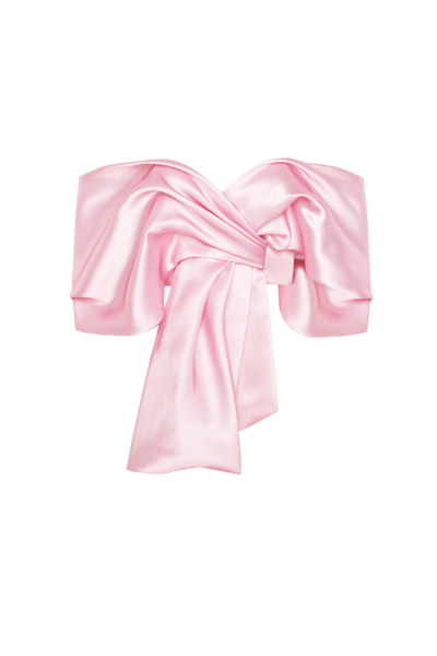 Milla Pink Organza Off-shoulder Blouse With Meringue Flounces, Xo Xo