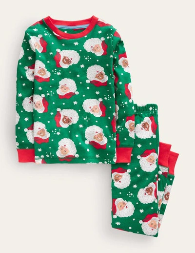 Mini Boden Snug Long John Pyjamas Veridian Green Christmas Christmas Boden