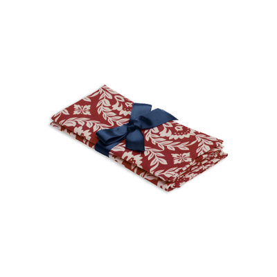 La Doublej Large Napkins Set Of 2 (45x45) In Bordeaux Garland