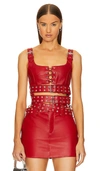 MONSE DOUBLE BELTED LEATHER BRA TOP