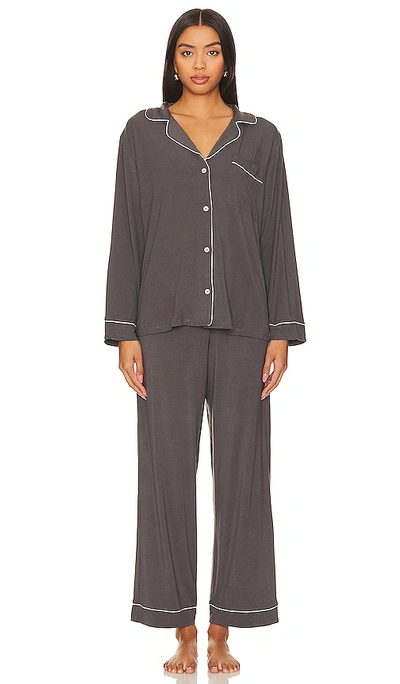 Eberjey Gisele Pj Set In Graphite & Sorbet Pink