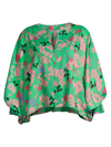 Baacal, Plus Size Women's Satin Split-neck Blouse In Green