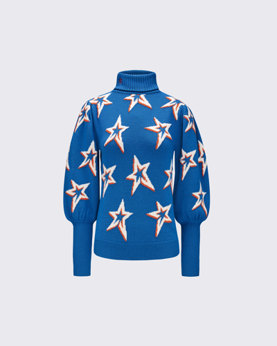 Perfect Moment Star Dust Balloon Sleeve Sweater In Cobalt