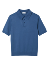 Sandro Mens Bleus Ribbed-collar Cotton Polo Shirt
