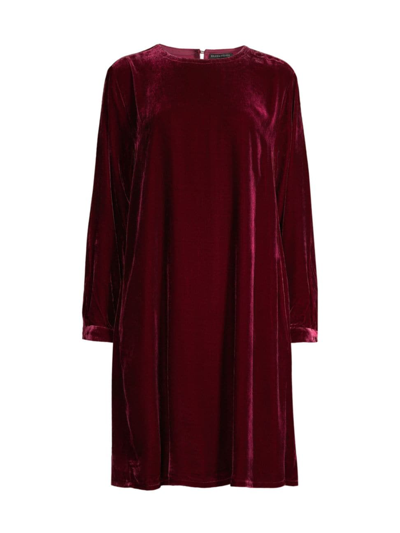 Eileen Fisher Long-sleeve Velvet Mini Shift Dress In Roseberry