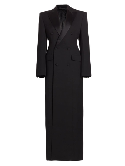 Wardrobe.nyc Black Tailored Satin-lapels Long Coat
