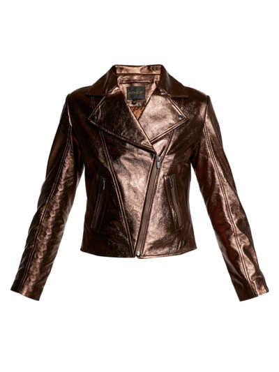 As By Df Elodie Upcycled Leather Moto Jacket In Gold