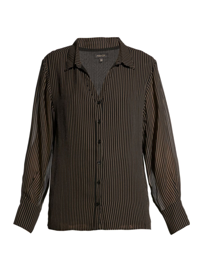 As By Df Elodie Striped Button-front Blouse In Bronze