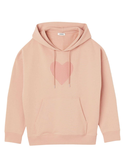 Sandro Oversized Long Sleeve Graphic Hoodie In Rosa