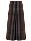 Burberry Brown Check Print Wide Leg Trouser In Black