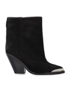 Isabel Marant Leather Ankle Boots With Cone Heel And Metal Detail In Black