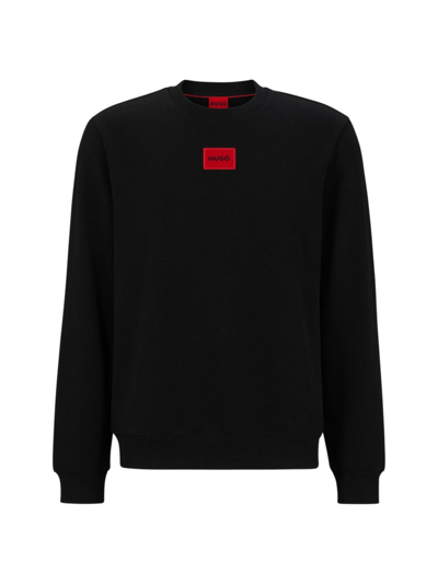 Hugo Boss Logo Patch French Terry Crewneck Sweatshirt In Black