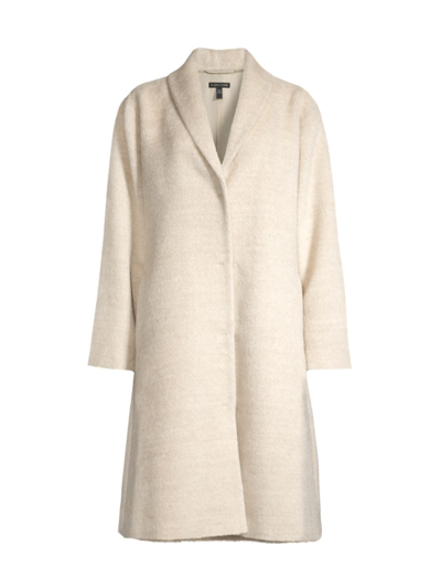 Eileen Fisher Missy Alpaca Luxe Shawl-collar Coat In Almond