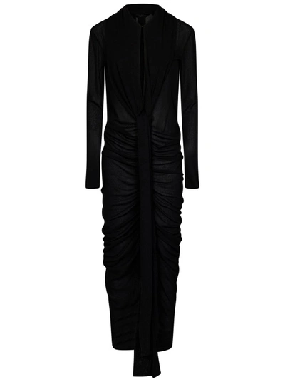 Givenchy Mock-neck Jersey Draped Midi Dress With Hardware In Black