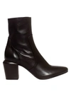 ELENA IACHI BLACK LEATHER ANKLE BOOTS WITH INTERNAL ZIP