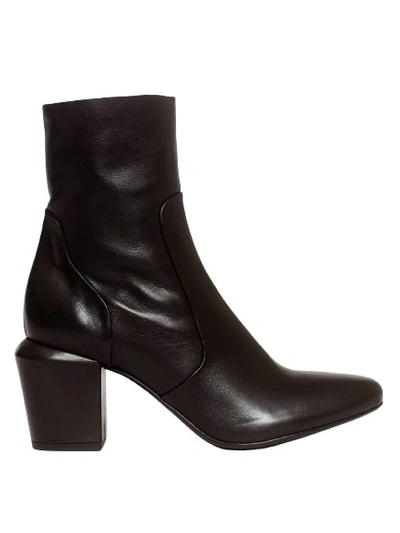 Elena Iachi Black Leather Ankle Boots With Internal Zip