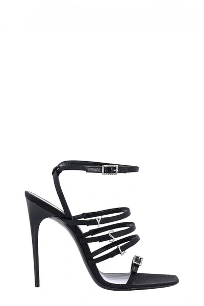 Saint Laurent Black Satin Sandals