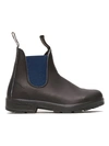 BLUNDSTONE ANKLE BOOT IN BLACK LEATHER AND BLUE ELASTIC