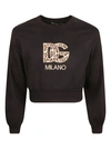 Dolce & Gabbana Logo Detail Cropped Jersey Top In Black
