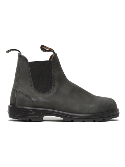 Blundstone Ankle Boot With Soft Gray Nubuck Upper In Black