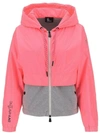 Moncler Day-namic Mixed Media Hooded Jacket In Burgundy