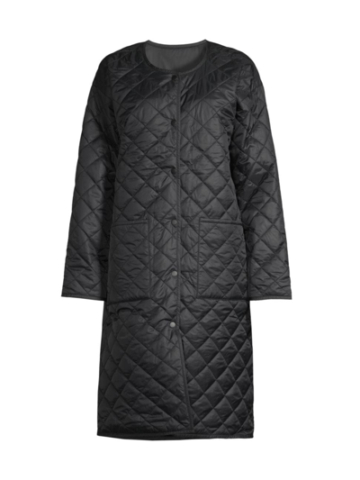 Eileen Fisher Reversible Quilted Recycled Nylon Coat In Black