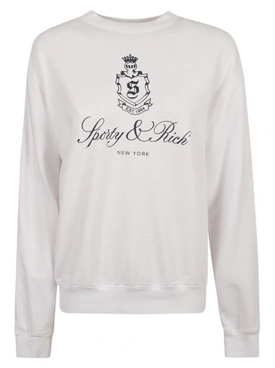 Sporty And Rich Logo-print Cotton Sweatshirt In White